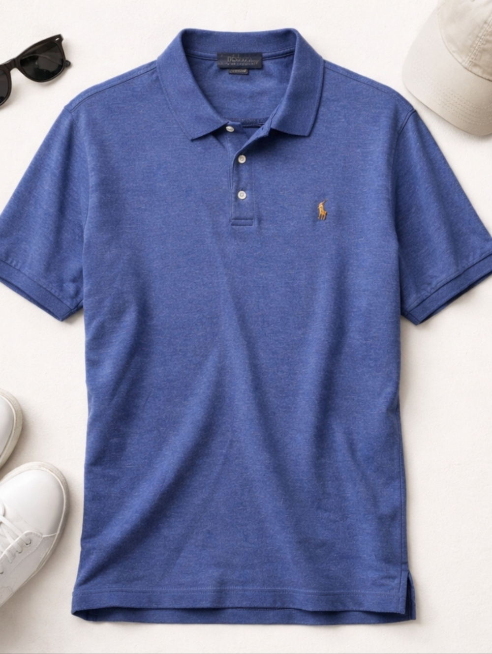 Polo Ralph Lauren Blue S Sleeve 1/4 Button Cotton Polo Shirt. Mens XXL